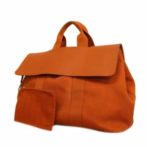 エルメス ヴァルパライソ MM ハンドバッグ キャンバス×レザー オレンジ