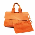 エルメス ヴァルパライソPM ハンドバッグ キャンバス×レザー オレンジ