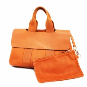エルメス ヴァルパライソPM ハンドバッグ キャンバス×レザー オレンジ