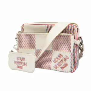 ルイ・ヴィトン ダミエ スプレー トリオ・メッセンジャー ショルダーバッグ レザー ホワイト×マルチカラー M20665