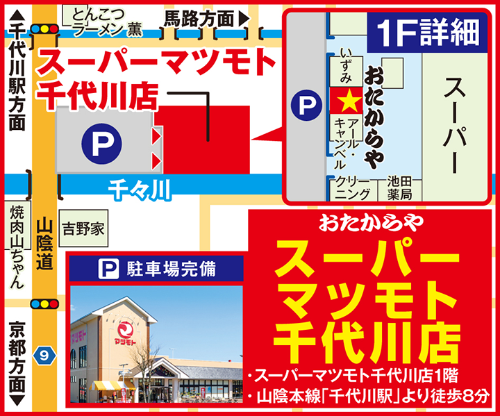 スーパーマツモト千代川店案内図