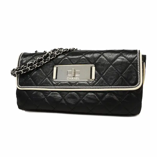 シャネル 2.55 ショルダーバッグ ハンドバッグ バイカラー シルバー金具 レザー ブラック チェーンストラップ買取の参考価格- ブランド買取専門店のおたからや