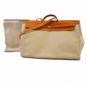 エルメス エールバッグ TGM ハンドバッグ キャンバス×レザー ベージュ×ブラウン O刻印