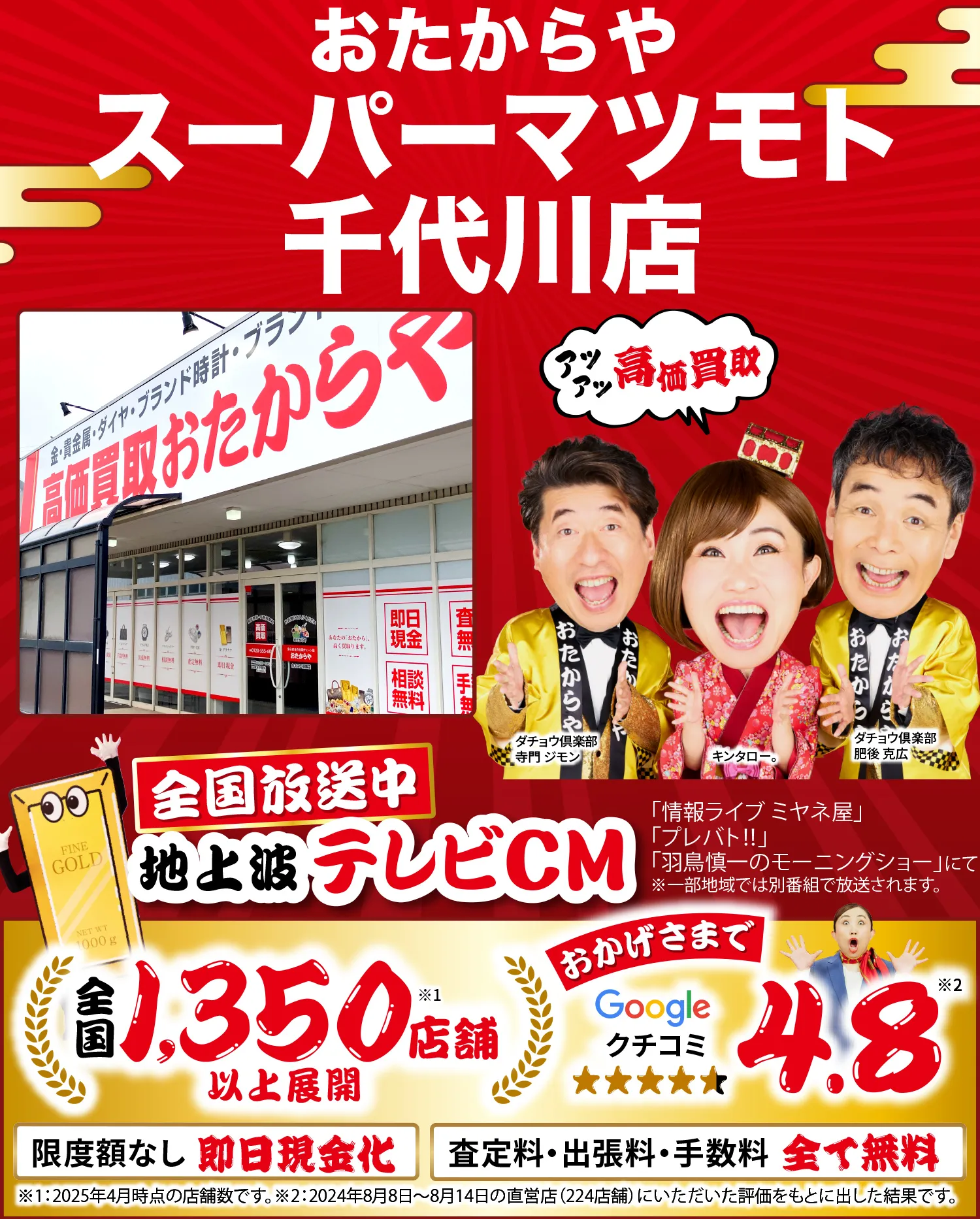 高価買取！googleクチコミ4.8、全国1,200店舗以上！