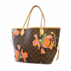 ルイ・ヴィトン モノグラム ローズ ネヴァーフルMM トートバッグ PVC×レザー ブラウン×マルチカラー M48613