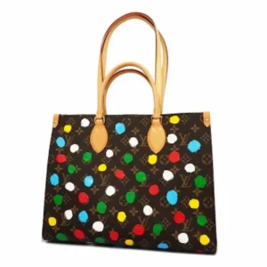 ルイ・ヴィトン モノグラム オンザゴーMM トートバッグ PVC ブラウン×マルチカラー M46379 草間彌生