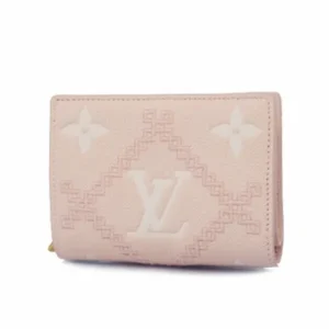 ルイ・ヴィトン モノグラムアンプラントブロデリー ポルトフォイユクレア 財布 レザー ピンク M81212