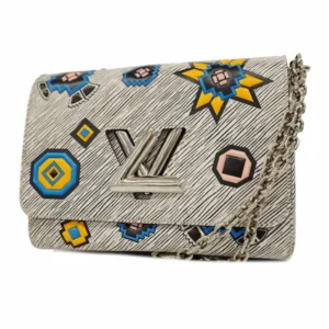 ルイ・ヴィトン エピデニム ツイストMM ショルダーバッグ レザー グレー×マルチカラー M50824