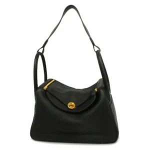 エルメス リンディ 30 ハンドバッグ レザー ブラック×ゴールド金具 U刻印