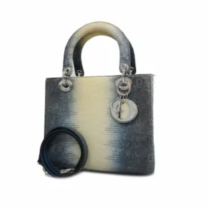 ディオール レディディオール ハンドバッグ リザード ブルー