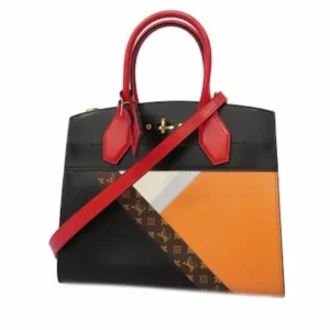 ルイ・ヴィトン モノグラムテープ シティスティーマーMM トートバッグ レザー ブラック×マルチカラー M53803