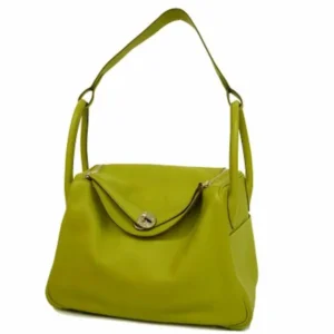 エルメス リンディ 30 ハンドバッグ レザー グリーン×シルバー金具 K刻印