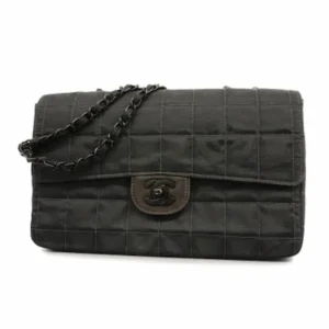 シャネル ニュートラベル ショルダーバッグ ナイロンキャンバス ブラック