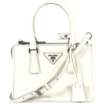 プラダ ガレリア サフィアーノ ハンドバッグ レザー ホワイト