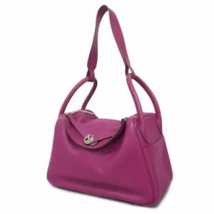 エルメス リンディ 30 ハンドバッグ レザー パープル×シルバー金具 O刻印