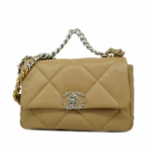 シャネル マトラッセ ショルダーバッグ レザー ベージュ