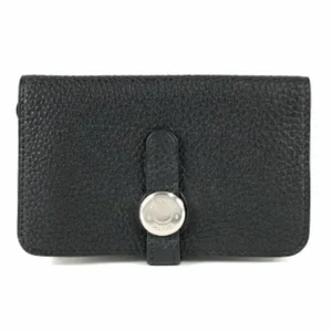 エルメス ドゴン キーケース キーリング レザー ブラック×シルバー金具