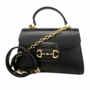 グッチ ホースビット ハンドバッグ レザー ブラック