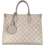 ルイ・ヴィトン モノグラムアンプラント オンザゴーMM トートバッグ レザー ピンク M46128