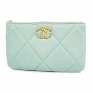 シャネル マトラッセ ポーチ レザー グリーン