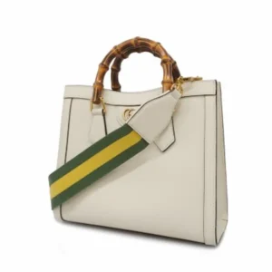 グッチ バンブー×ダイアナ ハンドバッグ レザー アイボリー 702721