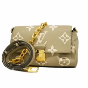 ルイ・ヴィトン モノグラムアンプラント フェイボリットNM ショルダーバッグ レザー グレー M45836