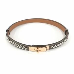 エルメス ケリー ヴォーエプソン ベルト グレージュ×ブラウン×ピンクゴールド金具