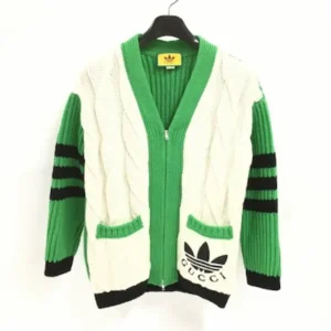 グッチ セーター オフホワイト×グリーン 缶バッジ×3 アディダスコラボ