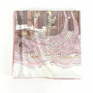 エルメス カレ90 スカーフ ピンク×ホワイト