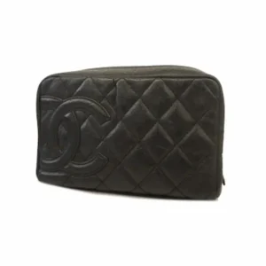 シャネル マトラッセ ポーチ レザー ブラック