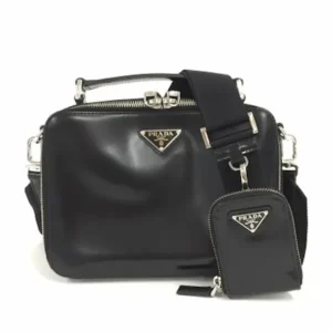プラダ ブリック サフィアーノハンドバッグ パテントレザー ブラック