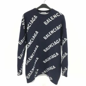 バレンシアガ ニットセーター ネイビー×ホワイト