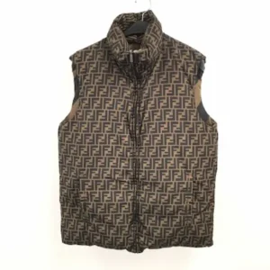 フェンディ ダウンベスト カーキ×ブラック サイズ48