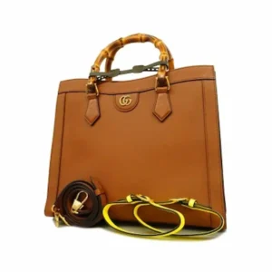 グッチ バンブー ダイアナ ハンドバッグ レザー ブラウン