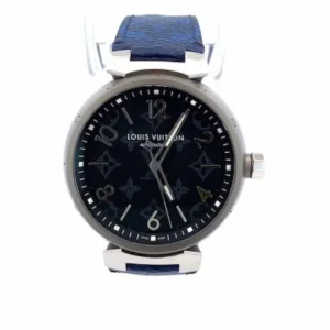 ルイ・ヴィトン タンブール オトマティック GM モノグラム エクリプス QA140 UI9487 SSレザー 自動巻式 ブラック