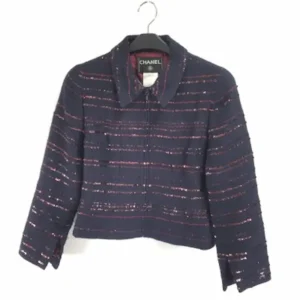 シャネル ジャケット ネイビー×ボルドー