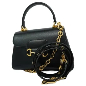 グッチ ホースビット ハンドバッグ レザー ブラック