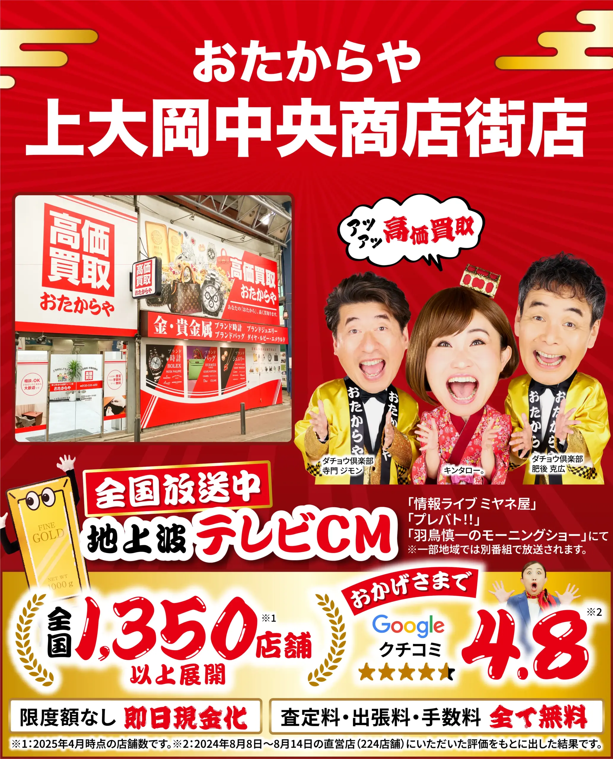 高価買取！googleクチコミ4.8、全国1,200店舗以上！