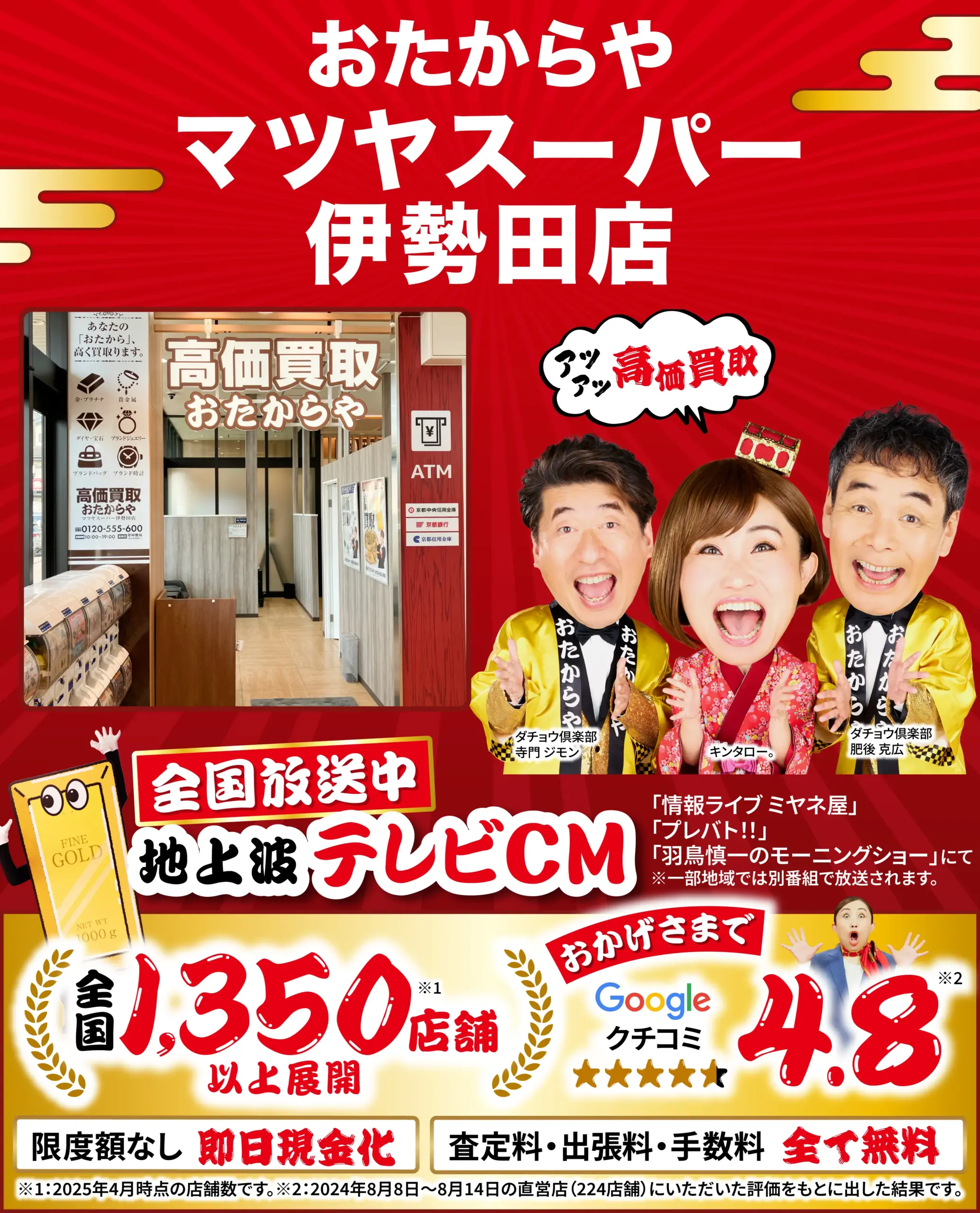 高価買取！googleクチコミ4.8、全国1,200店舗以上！