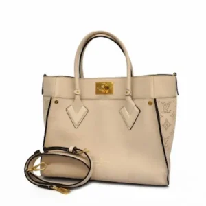 ルイ・ヴィトン モノグラム マヒナ オンマイサイド MM ハンドバッグ レザー グレージュ M59645