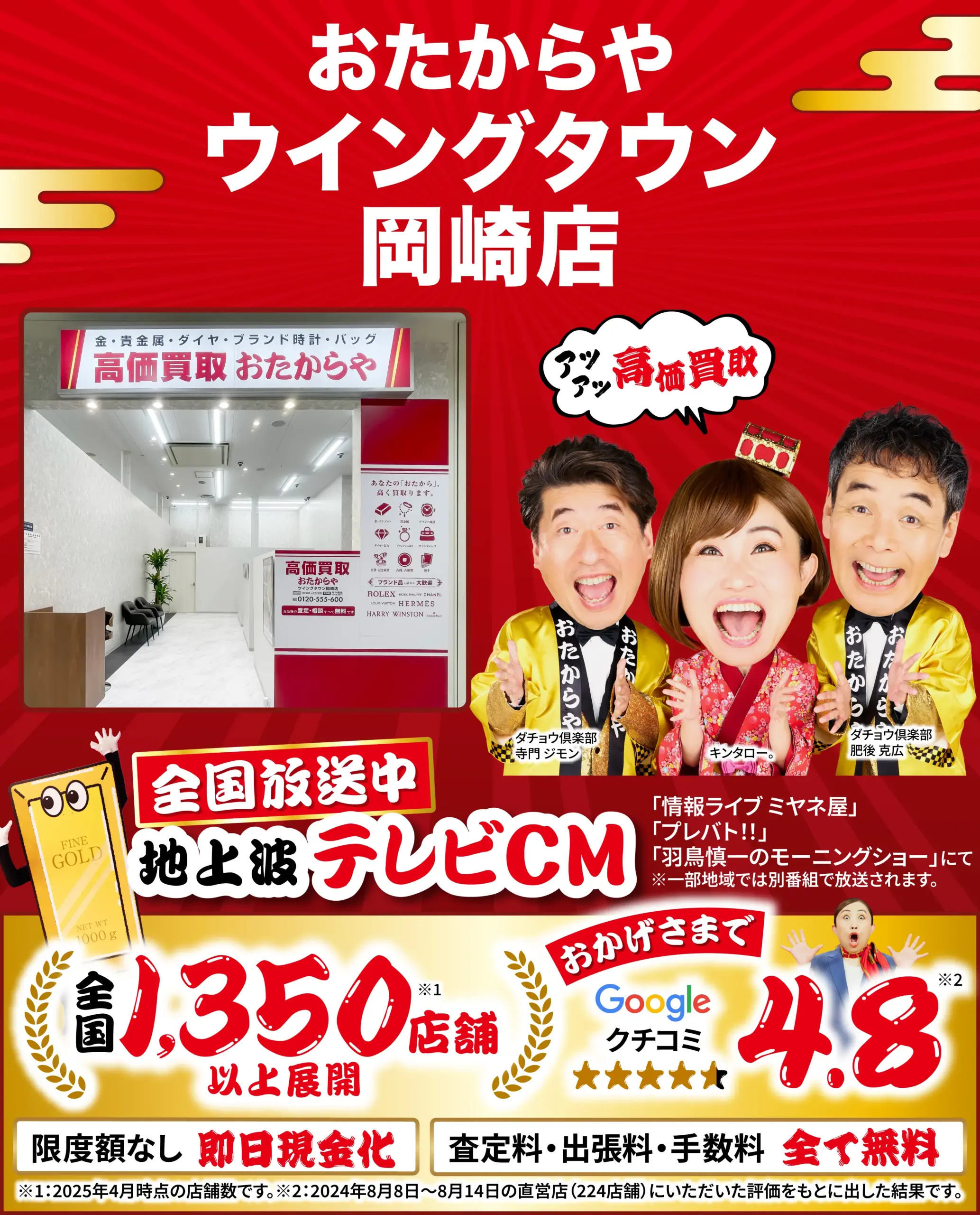 高価買取！googleクチコミ4.8、全国1,200店舗以上！