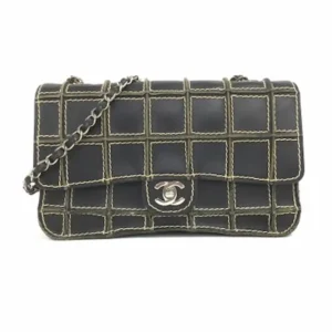 シャネル ワイルドステッチ ショルダーバッグ ブラック×シルバー金具
