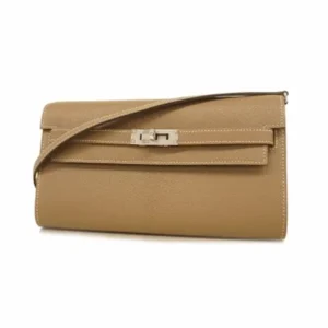 エルメス ケリーウォレットトゥーゴー 財布 ベージュ×シルバー金具 U刻印