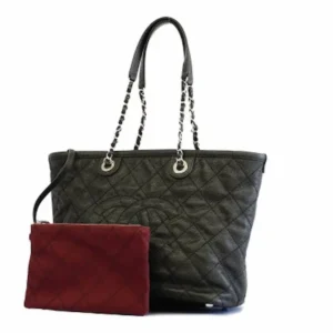 シャネル ワイルドステッチ ショルダーバッグ 黒×シルバー金具