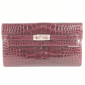 エルメス ケリーウォレット 財布 ボルドー×シルバー金具 □M刻印