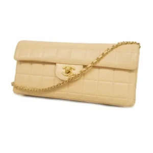 シャネル チョコバー ショルダーバッグ ベージュ×ゴールド金具