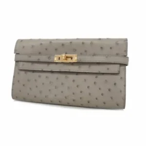 エルメス ケリーウォレット 財布 グレー×ゴールド金具 T刻印
