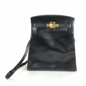 エルメス ケリースポーツMM ショルダーバッグ ブラック×ゴールド金具 ○Q刻印