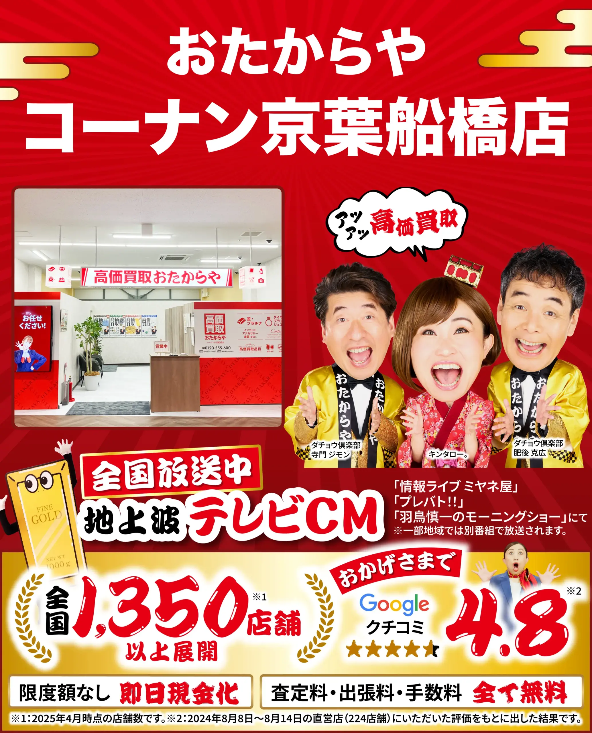 高価買取！googleクチコミ4.8、全国1,200店舗以上！