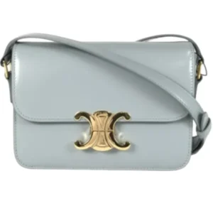 セリーヌ ショルダーバッグ レザー ライトブルー